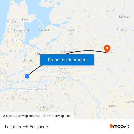 Leerdam to Enschede map