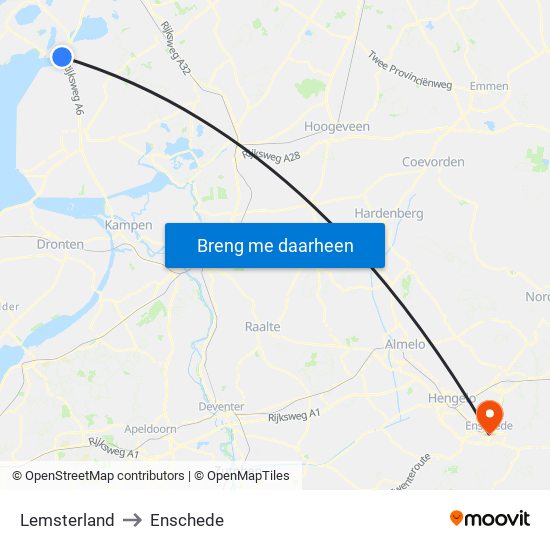 Lemsterland to Enschede map