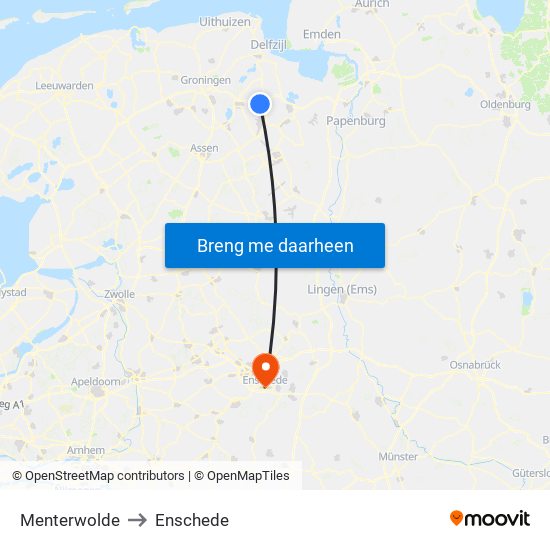 Menterwolde to Enschede map