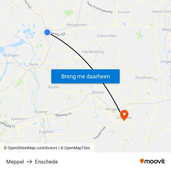 Meppel to Enschede map