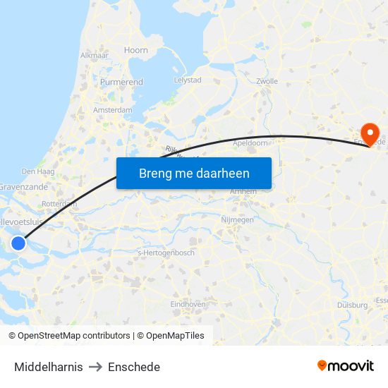 Middelharnis to Enschede map