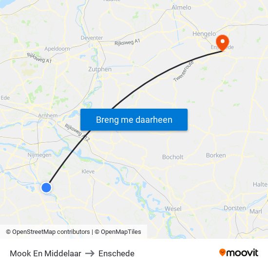 Mook En Middelaar to Enschede map