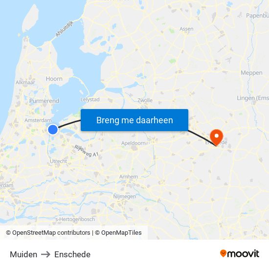 Muiden to Enschede map