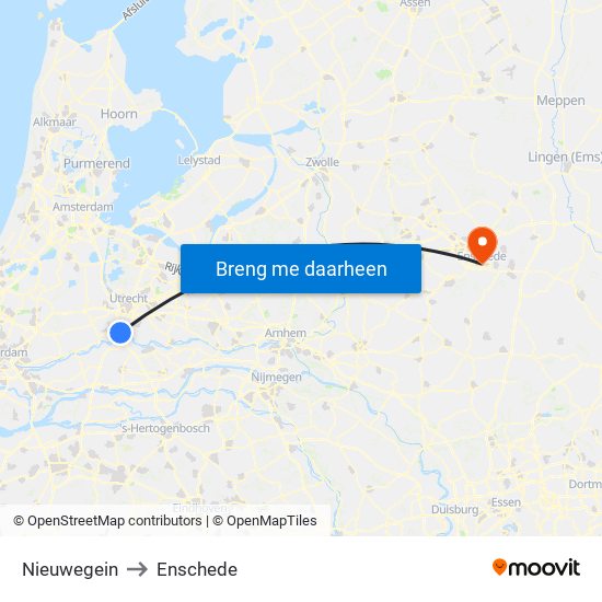 Nieuwegein to Enschede map