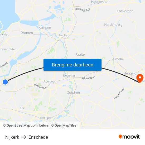 Nijkerk to Enschede map