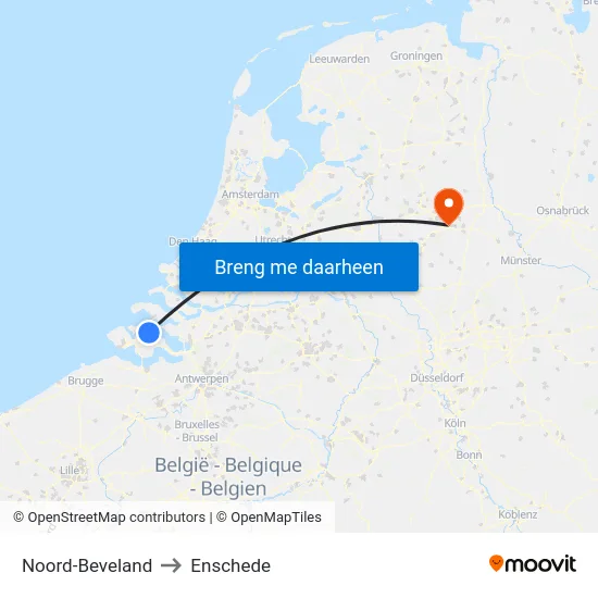 Noord-Beveland to Enschede map