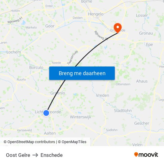 Oost Gelre to Enschede map