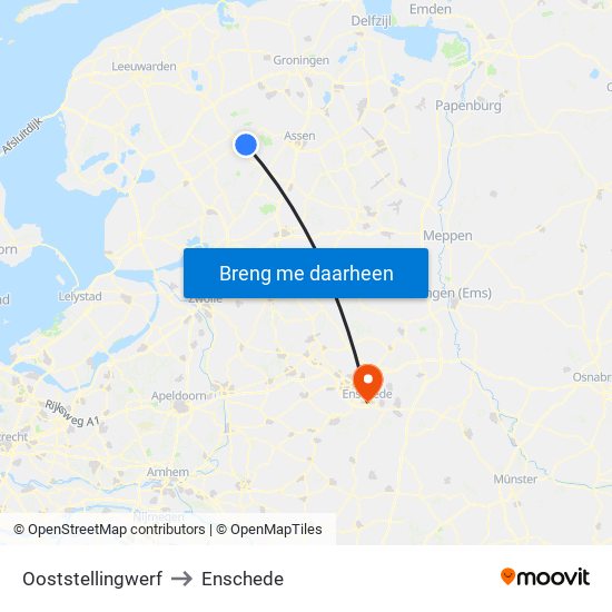 Ooststellingwerf to Enschede map