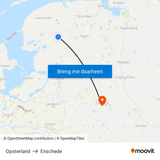 Opsterland to Enschede map