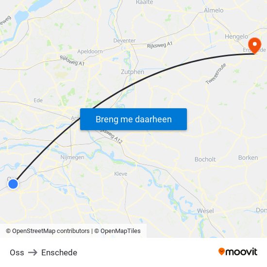 Oss to Enschede map