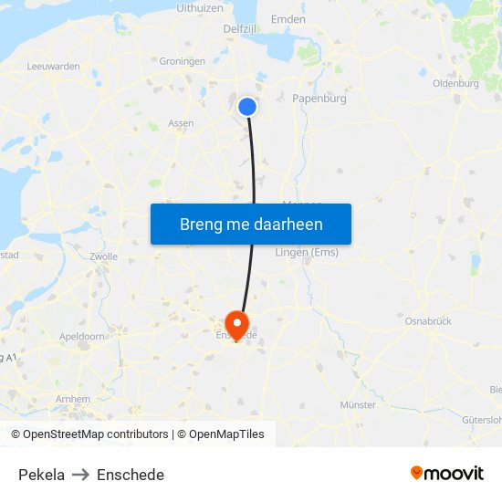 Pekela to Enschede map