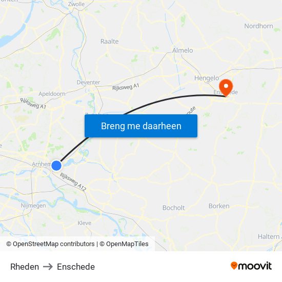 Rheden to Enschede map