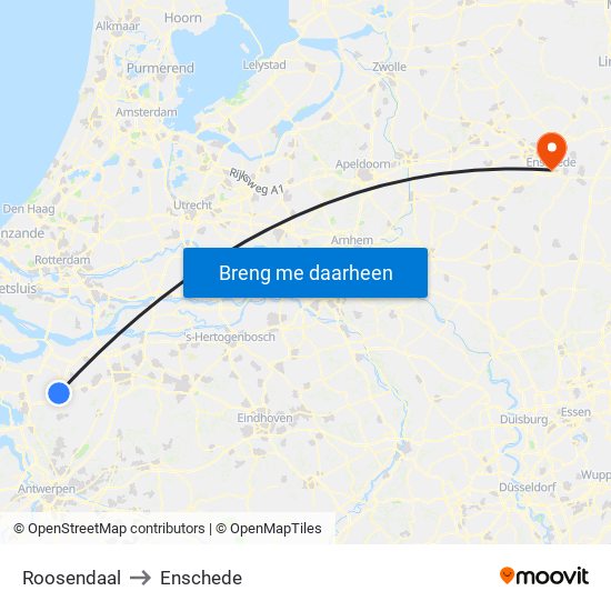 Roosendaal to Enschede map