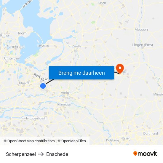 Scherpenzeel to Enschede map