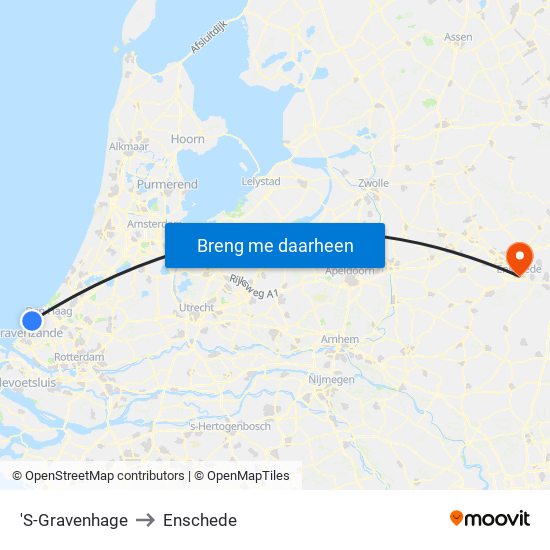 'S-Gravenhage to Enschede map