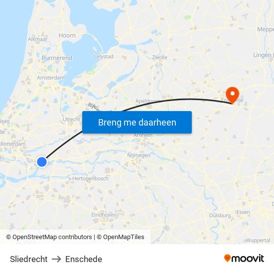 Sliedrecht to Enschede map