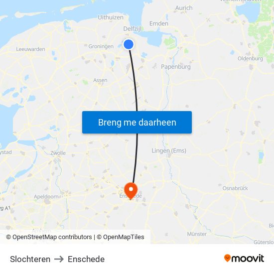Slochteren to Enschede map