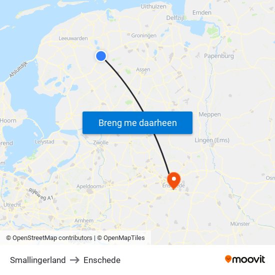 Smallingerland to Enschede map