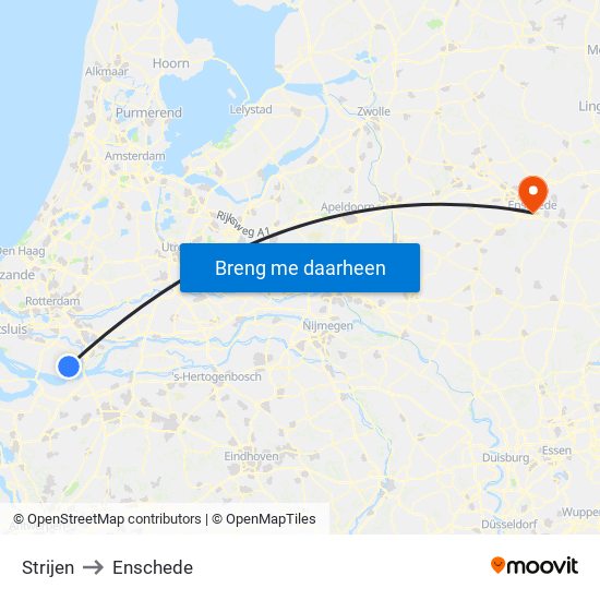 Strijen to Enschede map