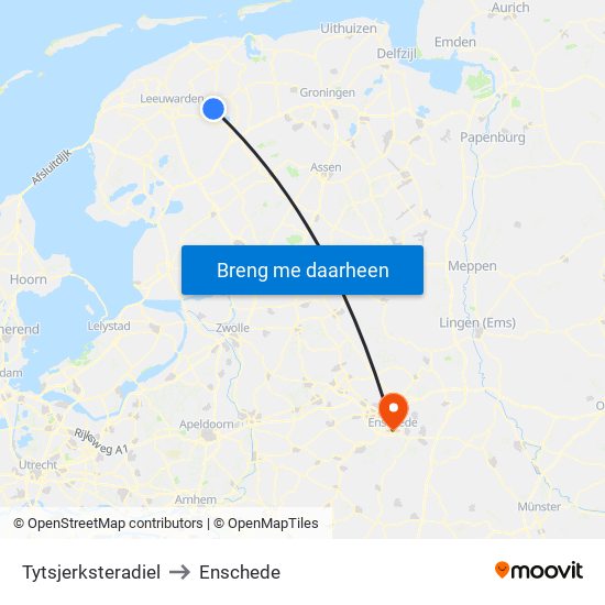 Tytsjerksteradiel to Enschede map