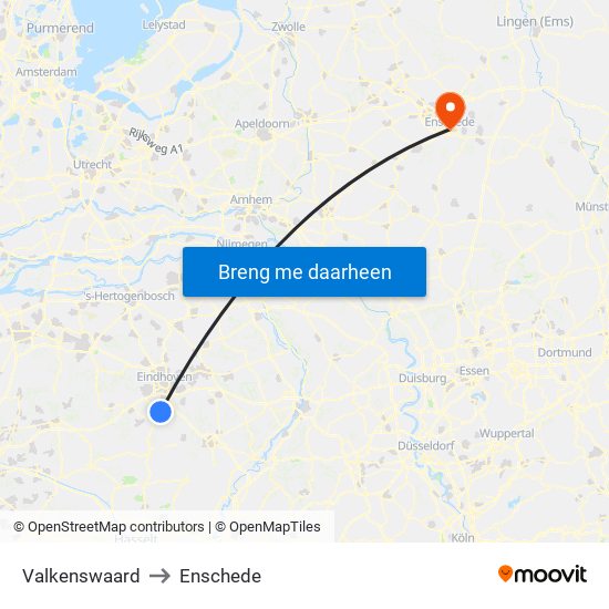 Valkenswaard to Enschede map