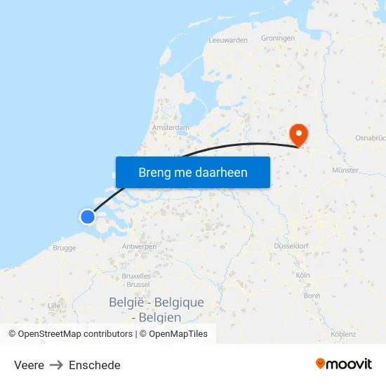 Veere to Enschede map