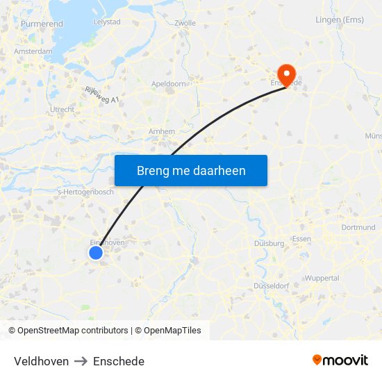 Veldhoven to Enschede map