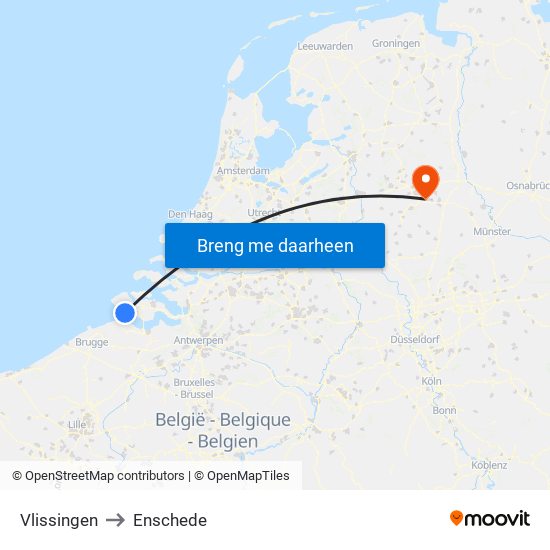 Vlissingen to Enschede map