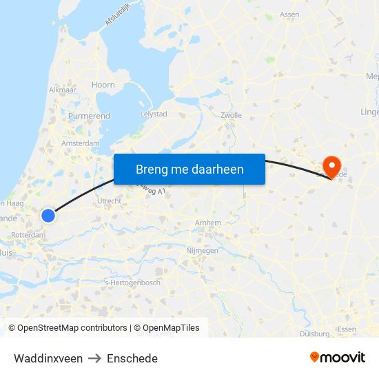 Waddinxveen to Enschede map