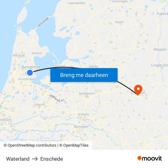 Waterland to Enschede map