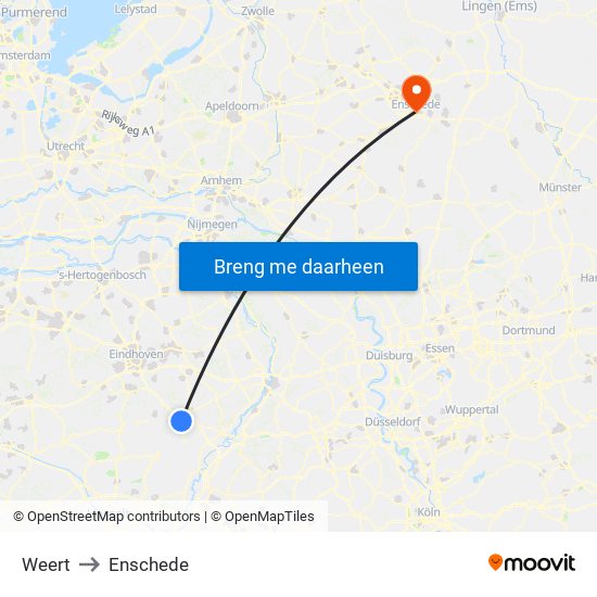Weert to Enschede map