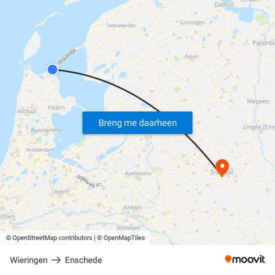 Wieringen to Enschede map