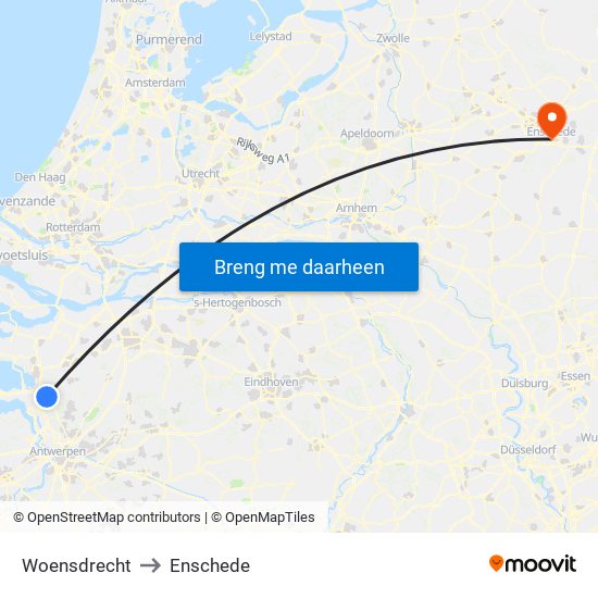 Woensdrecht to Enschede map