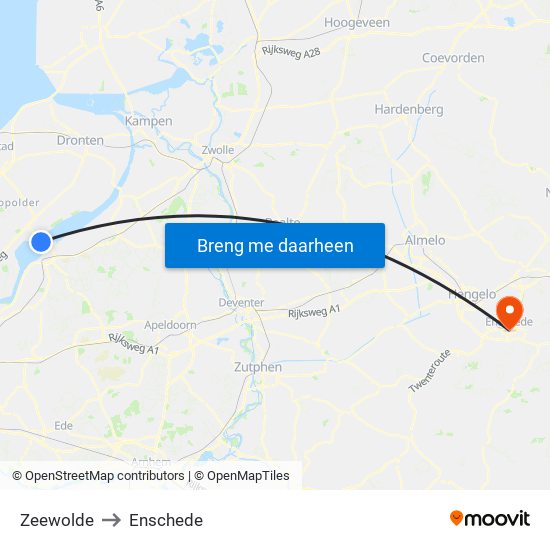Zeewolde to Enschede map