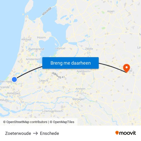 Zoeterwoude to Enschede map