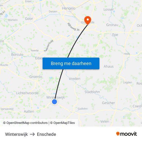 Winterswijk to Enschede map