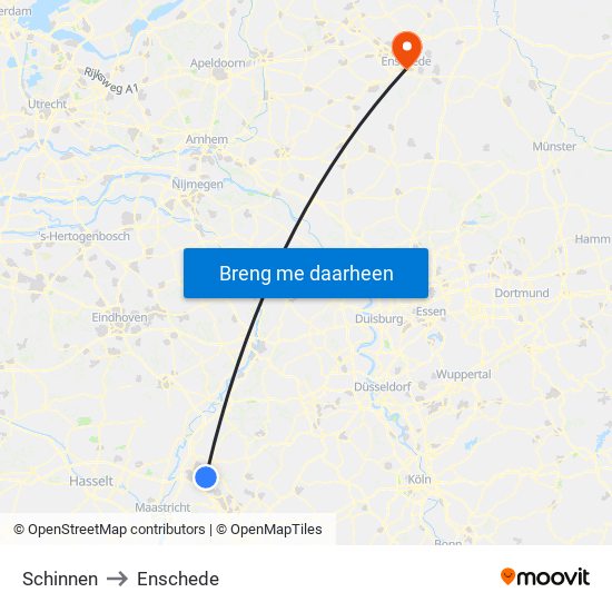 Schinnen to Enschede map