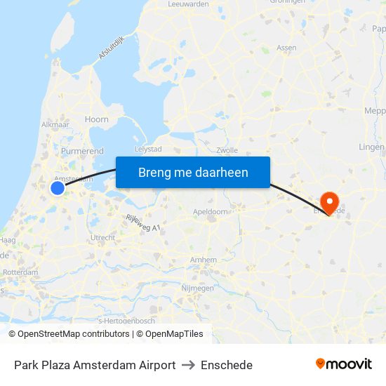 Park Plaza Amsterdam Airport to Enschede map