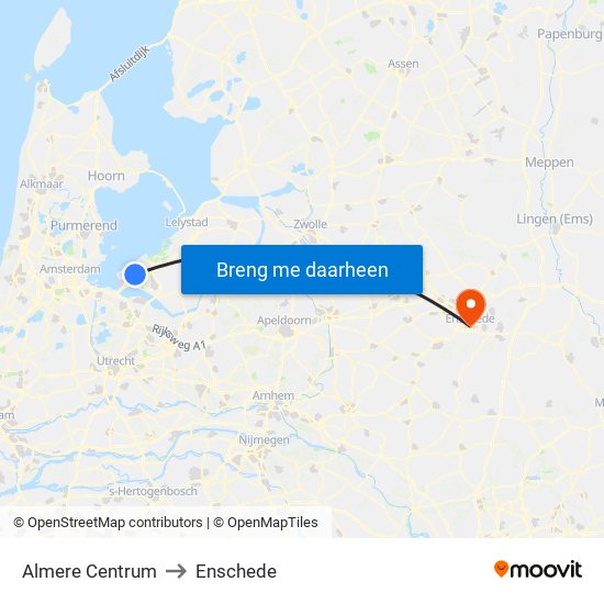 Almere Centrum to Enschede map
