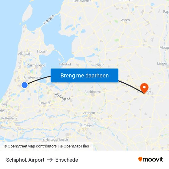 Schiphol, Airport to Enschede map