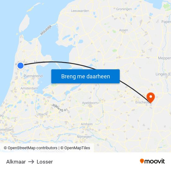 Alkmaar to Losser map