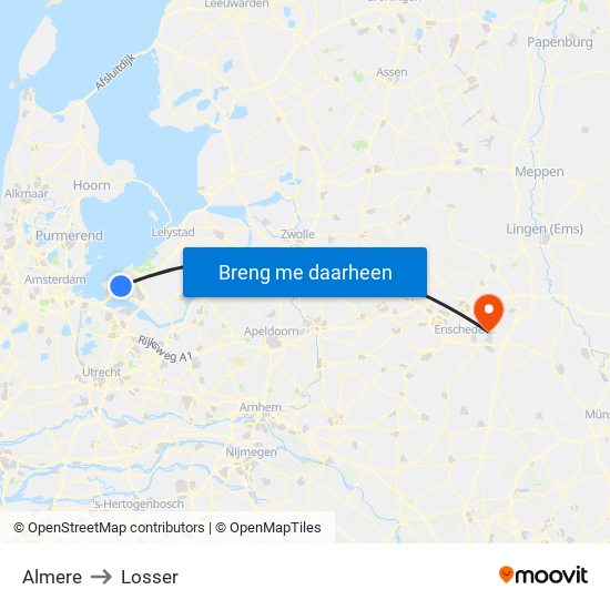 Almere to Losser map