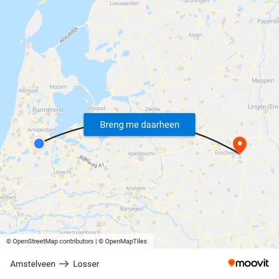 Amstelveen to Losser map