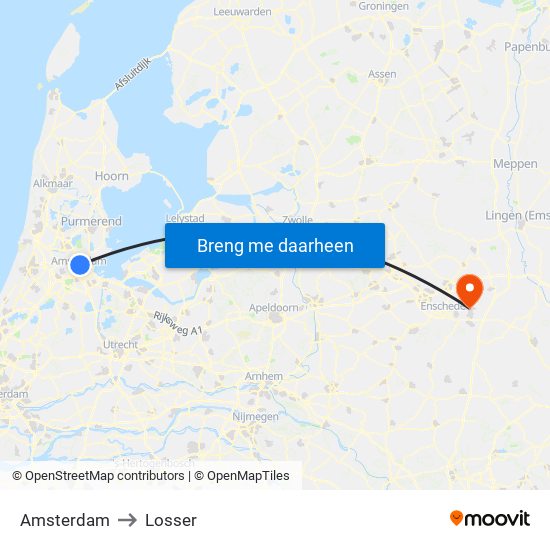 Amsterdam to Losser map