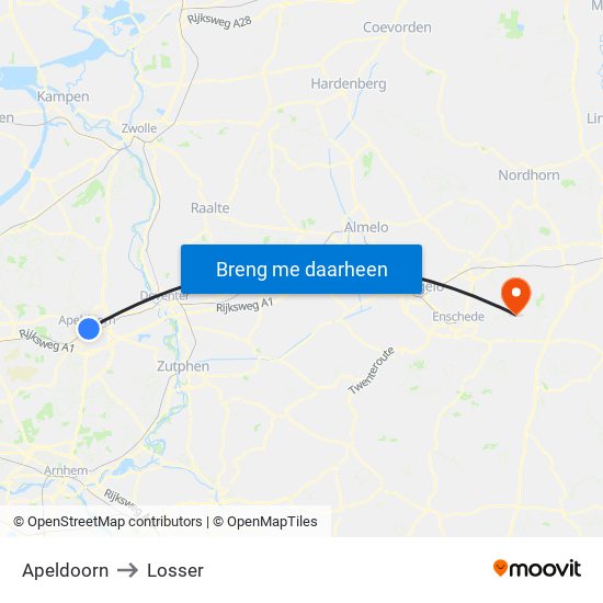 Apeldoorn to Losser map