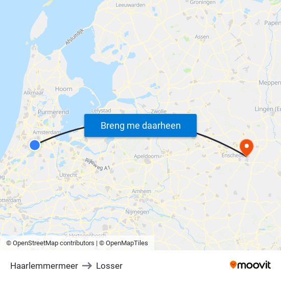 Haarlemmermeer to Losser map