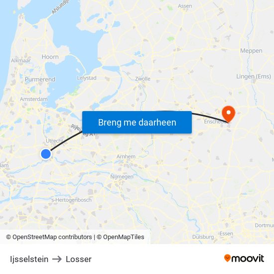 Ijsselstein to Losser map