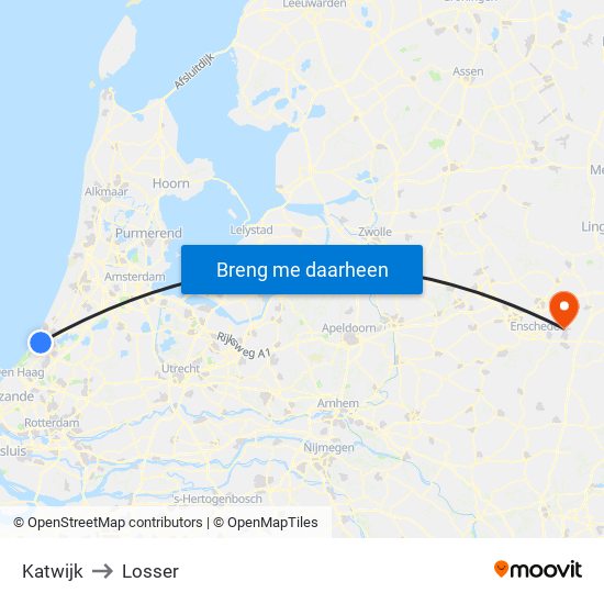 Katwijk to Losser map