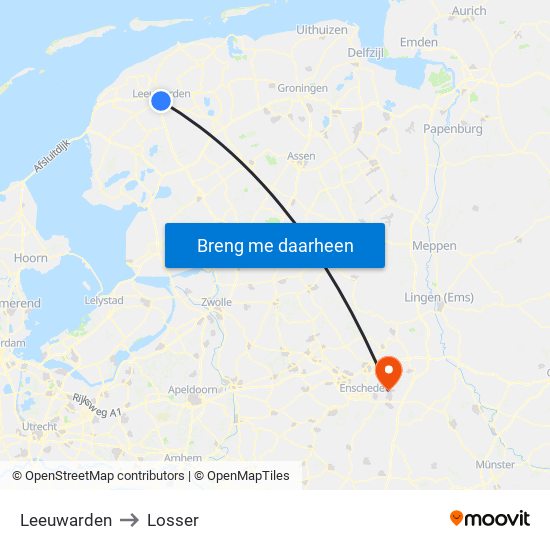 Leeuwarden to Losser map