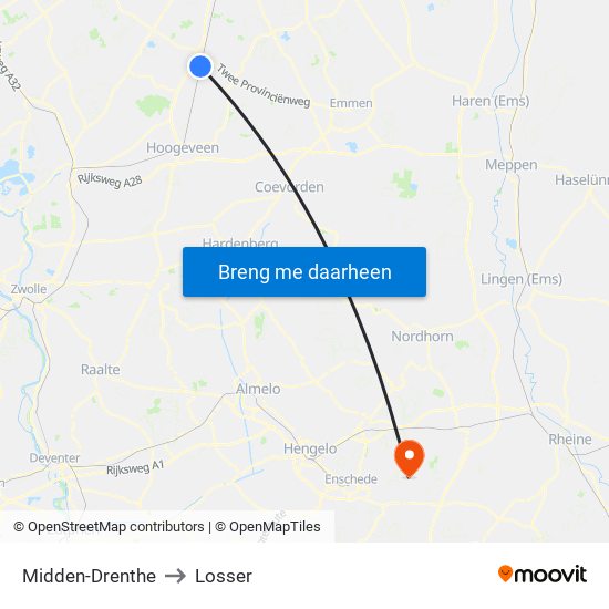 Midden-Drenthe to Losser map